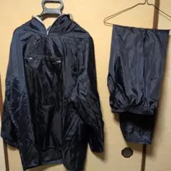 ヤッケブラックレインウェア上下セット紺の上下セットと革手4枚ゴム手袋4枚