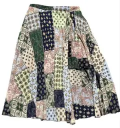 【ZARA】パッチワークデザイン ロングプリーツスカート