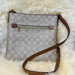 【美品】COACH ショルダーバッグ ベージュ シグネチャー コーチ ブラウン