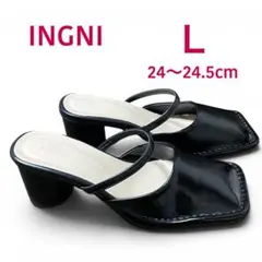 美品☆INGNI スクエアトゥミュールサンダル　ブラック 24〜24.5cm Ｌのサムネイル
