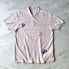 【極美品】パパス Pワッペン 半袖ポロシャツ カノコ リネン混 くすみピンク Lのサムネイル