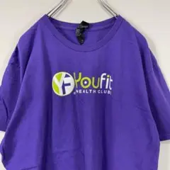 フィットネスクラブ YOUFIT ロゴ パープル プリント 古着 XL BT3