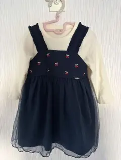 ネイビー フリル付きワンピース