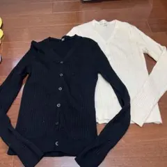 ユニクロリブ編みVネックカーディガン2点セット