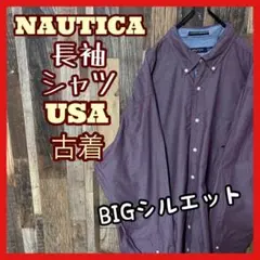 ノーティカ ボタンダウン メンズ 2XL ゆるだぼ シャツ 古着 90s 長袖