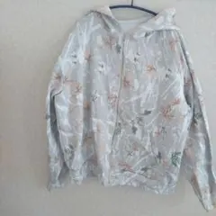 花柄フード付きパーカー グレー系