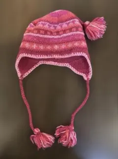 キャップボーダー ポンポン付きニット帽