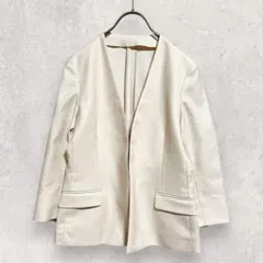 スーツセレクト ノーカラージャケット M ベージュ シンプルのサムネイル