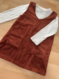 オレンジ コーデュロイ ジャンバースカート（ジャンスカのみ）