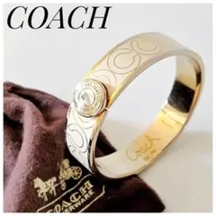 【マルチ様専用】美品♡COACH アイボリーホワイト×ゴールド色 楕円系バングル