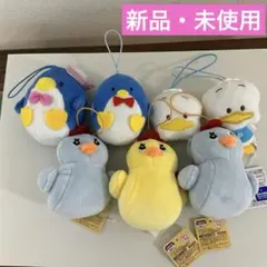 可愛いペンギンとアヒルのぬいぐるみストラップ　7体セット