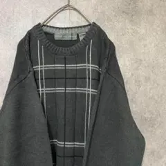 90s vintage 柄ニット　セーター　メンズ　L 古着　個性派　A6