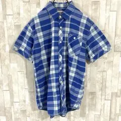 TOMMY HILFIGER DENIM 半袖チェックシャツ Lサイズ 青/白のサムネイル