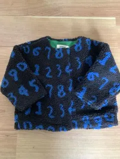 ボアジャケット 黒と青の数字模様