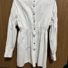 RETRO GIRL ホワイト バルーンスリーブ 長袖 シャツ ワンピース F