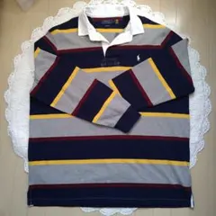 Ralph Laurenストライプ2XL(3L)ポロシャツ 長袖