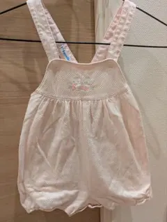 familiar ピンク サスペンダーロンパース