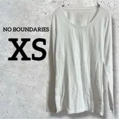 NO BOUNDARIES 長袖カットソー ホワイト 無地【XS】小さいサイズ