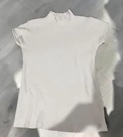ZARA 半袖 ハイネック リブ ニット　ホワイト Mサイズのサムネイル