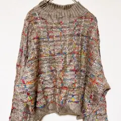 美品✨SHEIN 立体編み クロップドニット L マルチカラー チェック 総柄