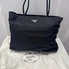 美品✨プラダ トートバッグ ナイロン レザー 三角　肩掛け ブラック