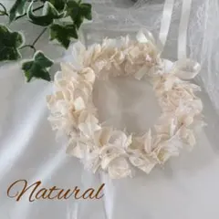 リボンクラウン ナチュラル×アイボリーサテンリボン 花冠