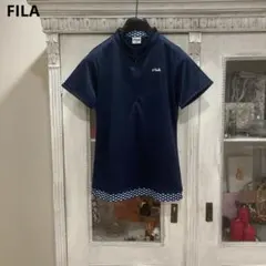 FILA フィラ 半袖シャツ L ネイビー ハーフジップ 袖レース ゴルフのサムネイル