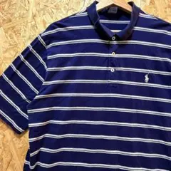 【POLO GOLF】ラルフローレン ピマコットン ボーダーポロシャツ Lのサムネイル
