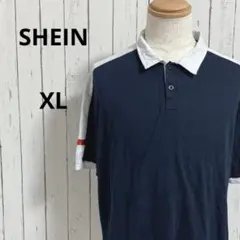 SHEIN☆大きいサイズ　半袖ポロシャツ　切替デザイン　XL　ネイビー　スポーツのサムネイル