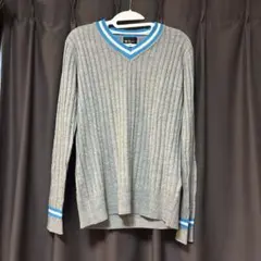 グレー Vネックニットセーター