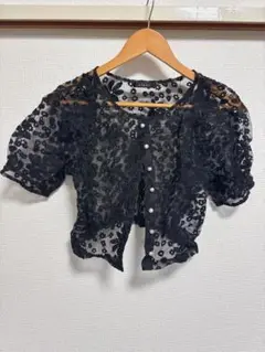 花柄レースカーディガン ブラック F