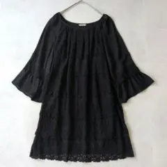 美品✨ローズティアラ　大きいサイズ　ワンピース　チュニック　レース　刺繍　46