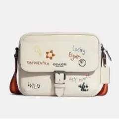 【美品】コーチ ハドソン クロスボディ 日記刺繍付き-チョークホワイト