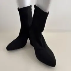 黒 スエード風　ポインテッドトゥブーツ サイズ38 ヒール８センチ 美品
