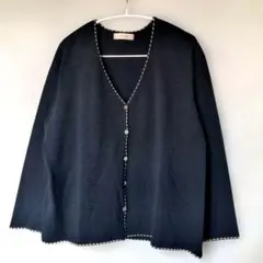 ❨LINEAR ❩ニットカーディガン LL ゆったり　ブラック 長袖