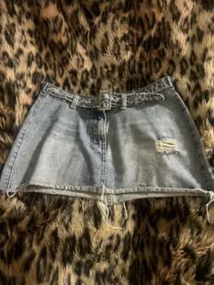 デニム ベルト付き ミニスカート　y2k 平成　ギャル