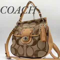 【良品】コーチ ショルダーバッグ 2way ターンロック シグネチャー