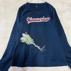 【訳あり格安】Champion 長袖Tシャツ 紺 気兼ねなく使える1枚！