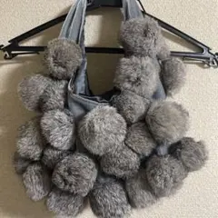 美品　GNA ファー　ボンボンバッグ グレー
