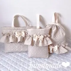 ☆SALE☆レッスンバッグ.体操服入れ.上靴袋3点セット♡チェリー柄キルティング