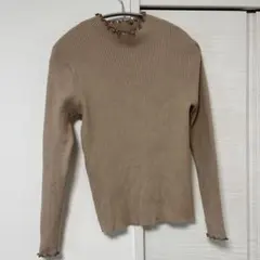 リブ編みベージュニット L