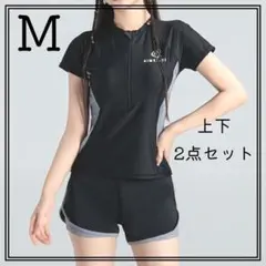 シンプル スクール 水着 ブラック 上下 セット 黒 スポーティ スイミング Ⅲ