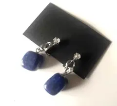 【聖なる青】天然石ラピスラズリの揺れる大粒ドロップイヤリング（幸運の守護石）