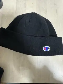 Champion 黒 ニット帽 ラベル付き　ビーニー