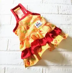 ♥犬服　ハンドメイド♥お花可愛いリップルのキャミソールフリルワンピのサムネイル