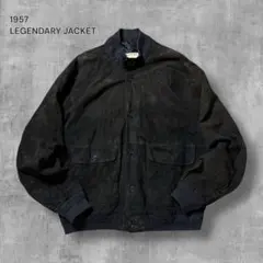 2484 古着90sイタリアンスエードレザーボンバージャケット雰囲気系墨黒B10