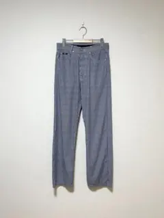 00s HUGO BOSS コットンポリ ストライプパンツ メタルプレートのサムネイル