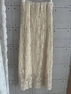 アイボリー レース ロングスカート M AMERICAN HOLIC