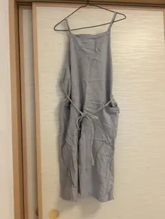 studio CLIP コットンリネンロングエプロン グレーのサムネイル