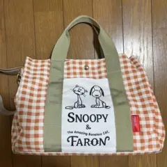Snoopy チェック柄ショルダーバッグ　オレンジ系